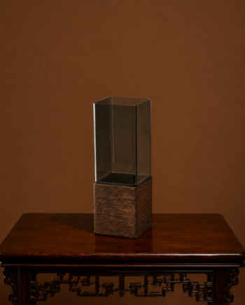Vaso de Acrílico com Base de Madeira