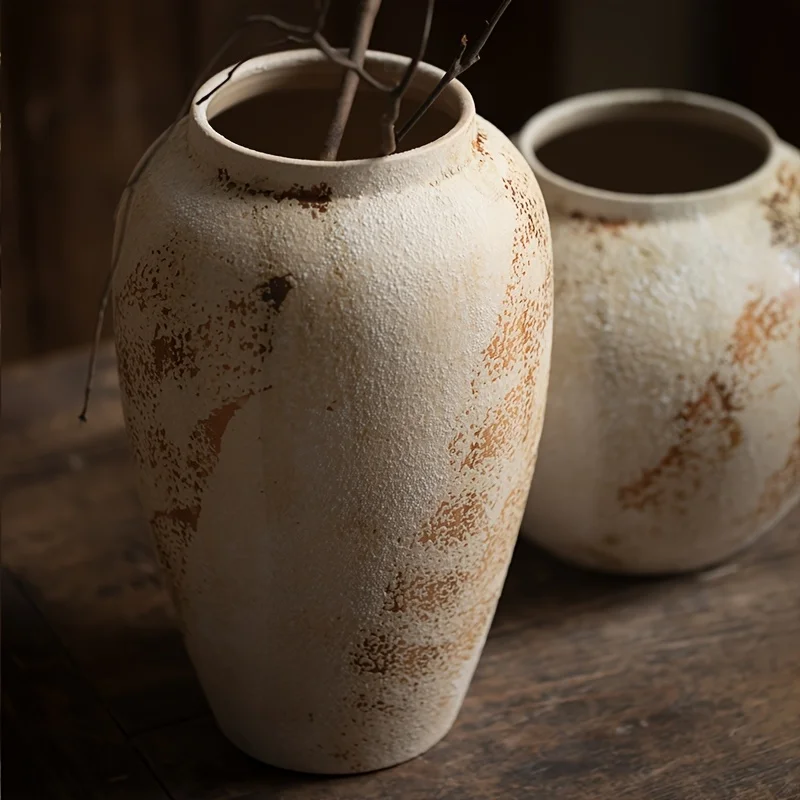 Vaso Cerâmico Estilo Wabi-Sabi com Acabamento Envelhecido