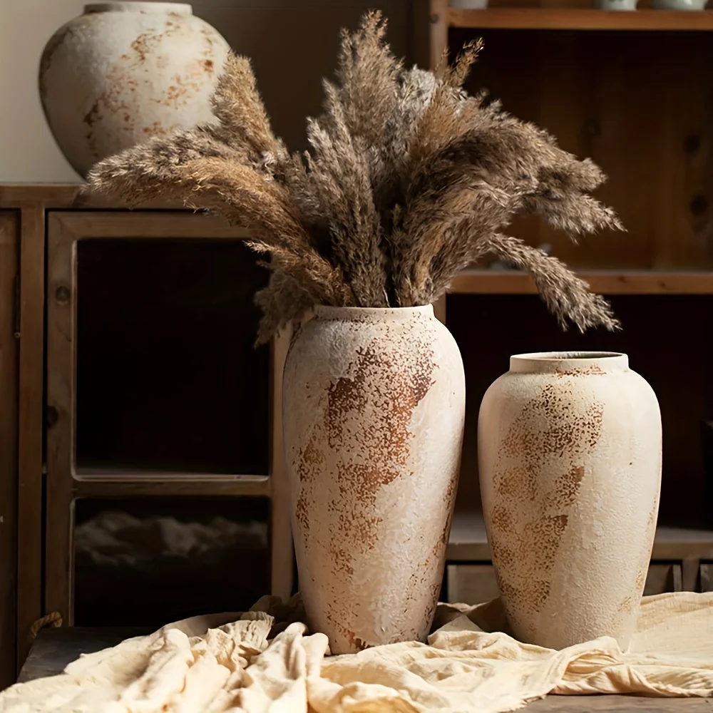 Vaso Cerâmico Estilo Wabi-Sabi com Acabamento Envelhecido