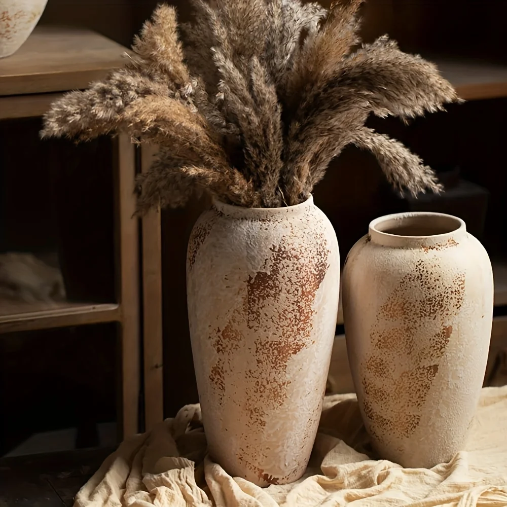 Vaso Cerâmico Estilo Wabi-Sabi com Acabamento Envelhecido