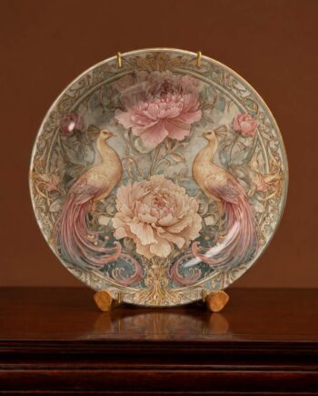 Prato Decorativo de Cerâmica Art Nouveau